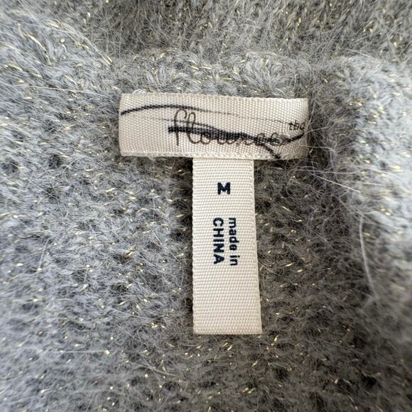 Angora Blend Knit Sweater Sparkle V Neck Belted Bodycon M Preppy Old Money Gray - Picture 7 of 8